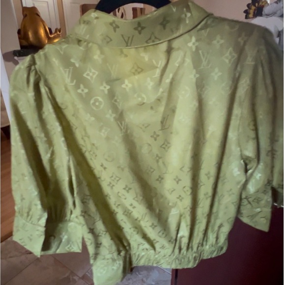Fashion Green Cropped Blouse - Picture 3 of 3